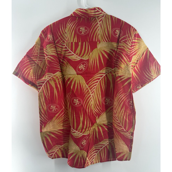 FOCO NFL Mens SF Team Logo Floral Aloha Tropical Button Up Shirt Hawaiian Large - Picture 2 of 15